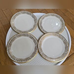 Lenox Tuscany Set of 4 8" Salad Plates Gold Scrolls Birds